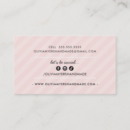 MINIMALISTISCHE HANDMADE Schwarz Visitenkarte (Rückseite)