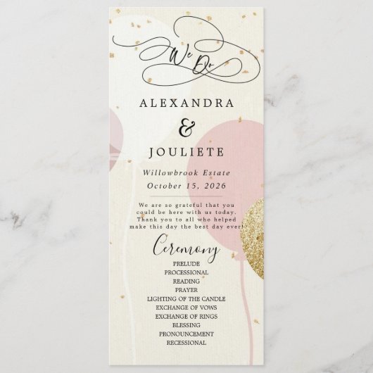 Minimalistische Handschrift, einfach moderne Hochz Programm (Vorderseite)