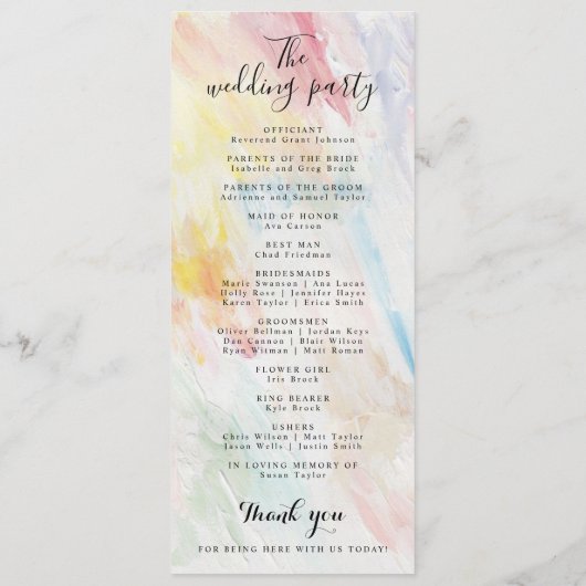 Minimalistische Handschrift, einfach moderne Hochz Programm (Rückseite)