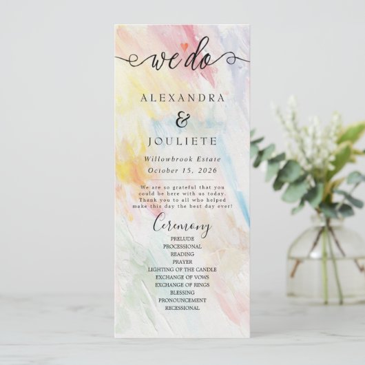 Minimalistische Handschrift, einfach moderne Hochz Programm (Stehend Vorderseite)