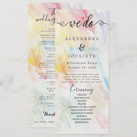 Minimalistische Handschrift, einfach moderne Hochz Programm (Vorne/Hinten)