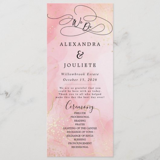 Minimalistische Handschrift, einfach moderne Hochz Programm (Vorderseite)