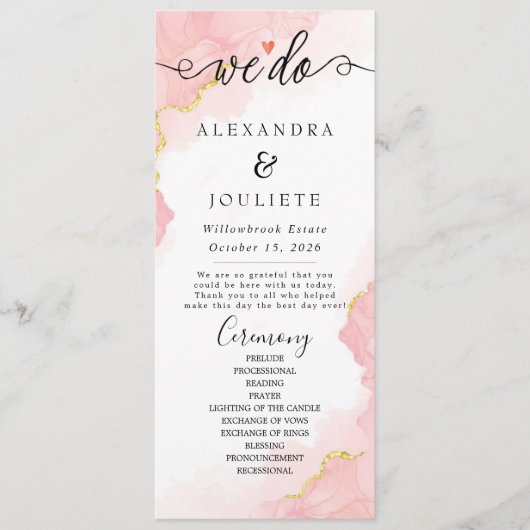 Minimalistische Handschrift, einfach moderne Hochz Programm (Vorderseite)