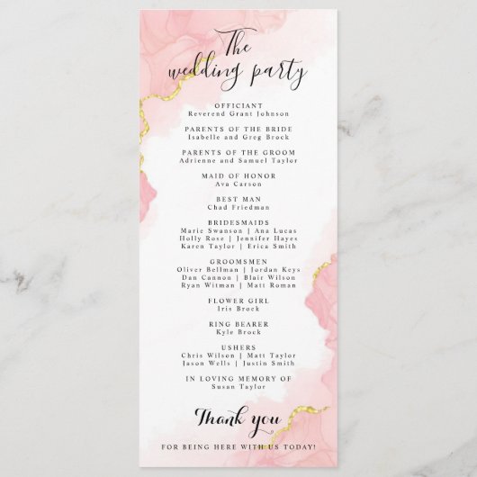 Minimalistische Handschrift, einfach moderne Hochz Programm (Rückseite)