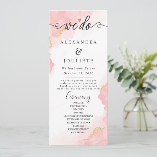 Minimalistische Handschrift, einfach moderne Hochz Programm (Stehend Vorderseite)