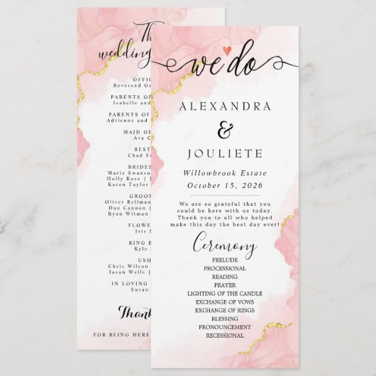 Minimalistische Handschrift, einfach moderne Hochz Programm (Vorne/Hinten)