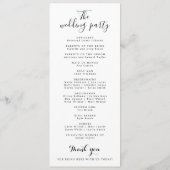 Minimalistische Handschrift, einfach moderne Hochz Programm (Rückseite)