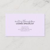 Minimalistische Handschrift Kalligraphie Lashes Visitenkarte (Rückseite)