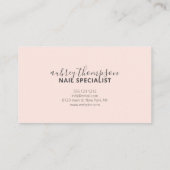 Minimalistische Handschrift Kalligraphie Nail Spez Visitenkarte (Rückseite)