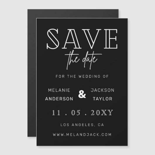 Minimalistische Handschrift Save the Date Magneteinladung (Vorne/Hinten)