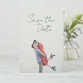 Minimalistische Handschrift Volles Foto-Overlay-Ho Save The Date (Stehend Vorderseite)