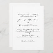 Minimalistische Handschrift White Simple Wedding Einladung (Vorne/Hinten)
