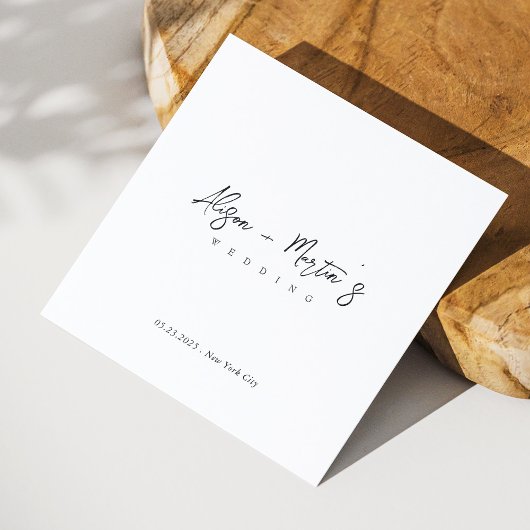 Minimalistische, handschriftlich verfasste Hochzei Serviette