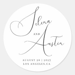 Minimalistische handscript-Hochzeitskleber Runder Aufkleber