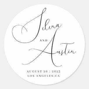 Minimalistische handscript-Hochzeitskleber Runder Aufkleber