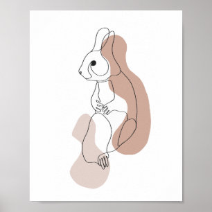 Minimalistische Hasen-Linienkunst-Illustration Poster