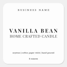 Minimalistische, hausgemachte Kerze - Produktkennz Quadratischer Aufkleber