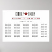Minimalistische Heart Wedding Chart Poster (Vorne)