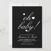 Minimalistische Hearts Black Baby Dusche Einladung (Vorderseite)
