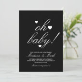 Minimalistische Hearts White Black Baby Dusche Einladung (Stehend Vorderseite)