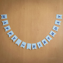 Minimalistische hellblaue Kindergeburtstags-Girlan Wimpelkette