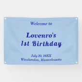 Minimalistische hellblaue Kindergeburtstagsbanner Banner (Horizontal)