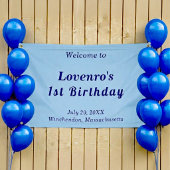 Minimalistische hellblaue Kindergeburtstagsbanner Banner