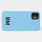 Minimalistische hellblaue Monogramm-Anfangsbuchsta Case-Mate iPhone Hülle (Rückseite (Horizontal))