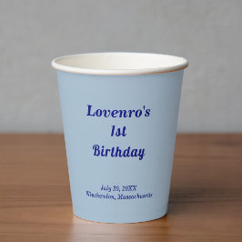 Minimalistische hellblaue Papiertasse zum Kinderge Pappbecher