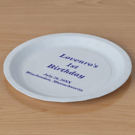 Minimalistische hellblaue Pappteller zum Kindergeb