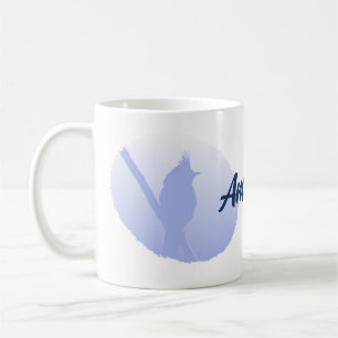 Minimalistische hellblaue Vogelsilhouette Kaffeetasse