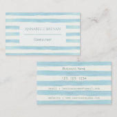 Minimalistische hellblaue Watercolor-Streifen Visitenkarte (Vorne/Hinten)