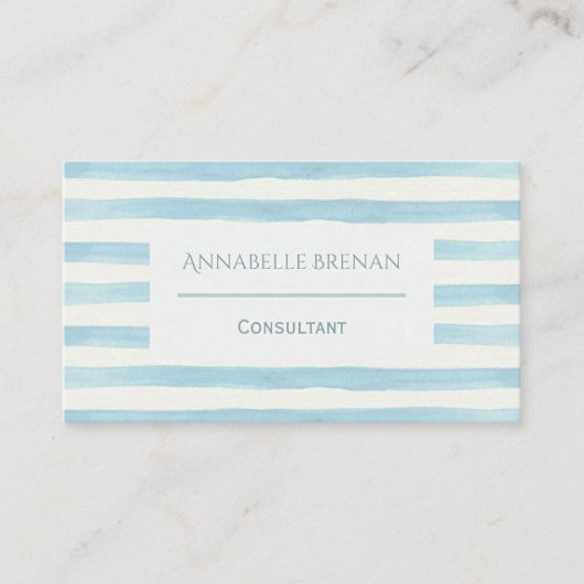 Minimalistische hellblaue Watercolor-Streifen Visitenkarte (Vorderseite)