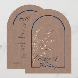Minimalistische hellbraune und marineblaue Bogen-H Einladung