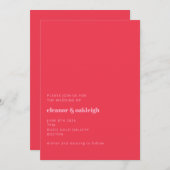 Minimalistische, helle Rosa Moderne, einfache Hoch Einladung (Vorne/Hinten)