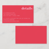 Minimalistische, helle Rosa Moderne Hochzeitdetail Begleitkarte (Vorne/Hinten)