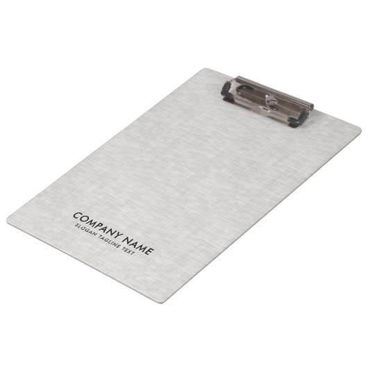 Minimalistische hellgraue Leinenstruktur Klemmbrett (Schrägansicht)