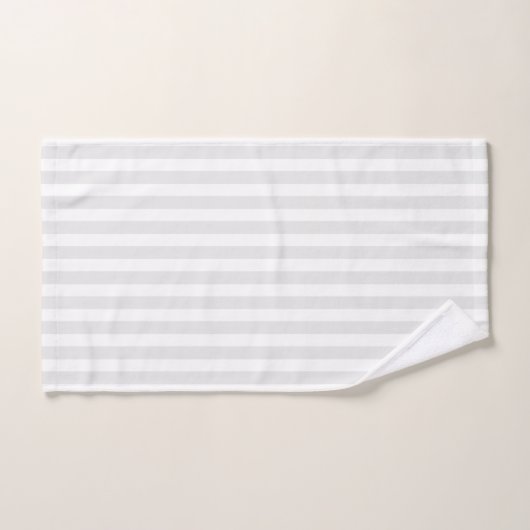 Minimalistische, hellgraue und weiße Streifen Badhandtuch Set (Handtuch)