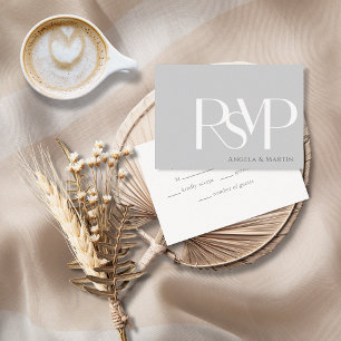 Minimalistische, hellgraue, weiße RSVP-Karte RSVP Karte