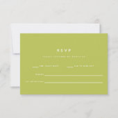 Minimalistische hellgrüne Hochzeit RSVP Karte (Vorderseite)