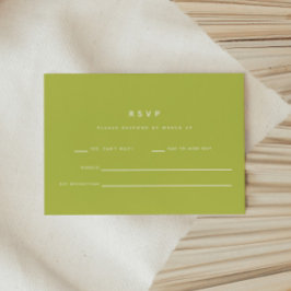 Minimalistische hellgrüne Hochzeit RSVP Karte