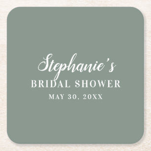 Minimalistische Hellgrüne und Weiße Babyshower-Par Rechteckiger Pappuntersetzer