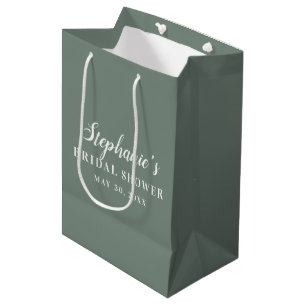 Minimalistische Hellgrüne und Weiße Hochzeitsdusch Mittlere Geschenktüte