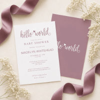 Minimalistische Hello World Baby Shower in Mauve