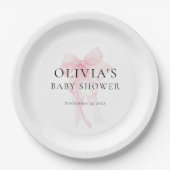 Minimalistische hellrosa Schleife Baby Shower Pappteller (Vorderseite)