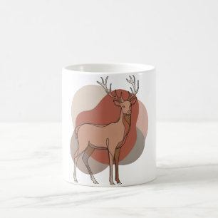 Minimalistische Herbst-Hirsch-Botanik-Illustration Kaffeetasse