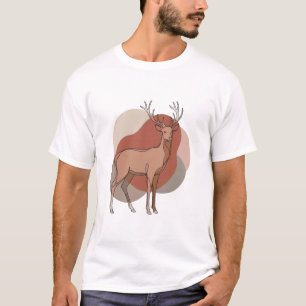 Minimalistische Herbst-Hirsch-Botanik-Illustration T-Shirt