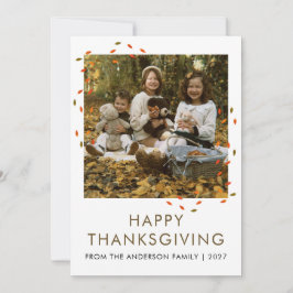 Minimalistische Herbstblätter Thanksgiving-Familie Feiertagskarte