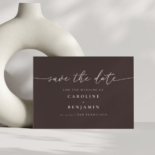 Minimalistische Herbstbraune Schrift Hochzeits-QR- Save The Date