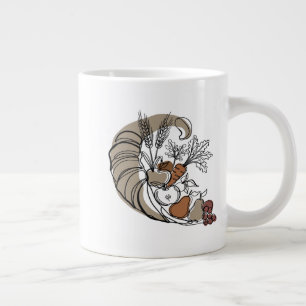 Minimalistische Herbsternte Füllhorn Linienkunst Jumbo-Tasse